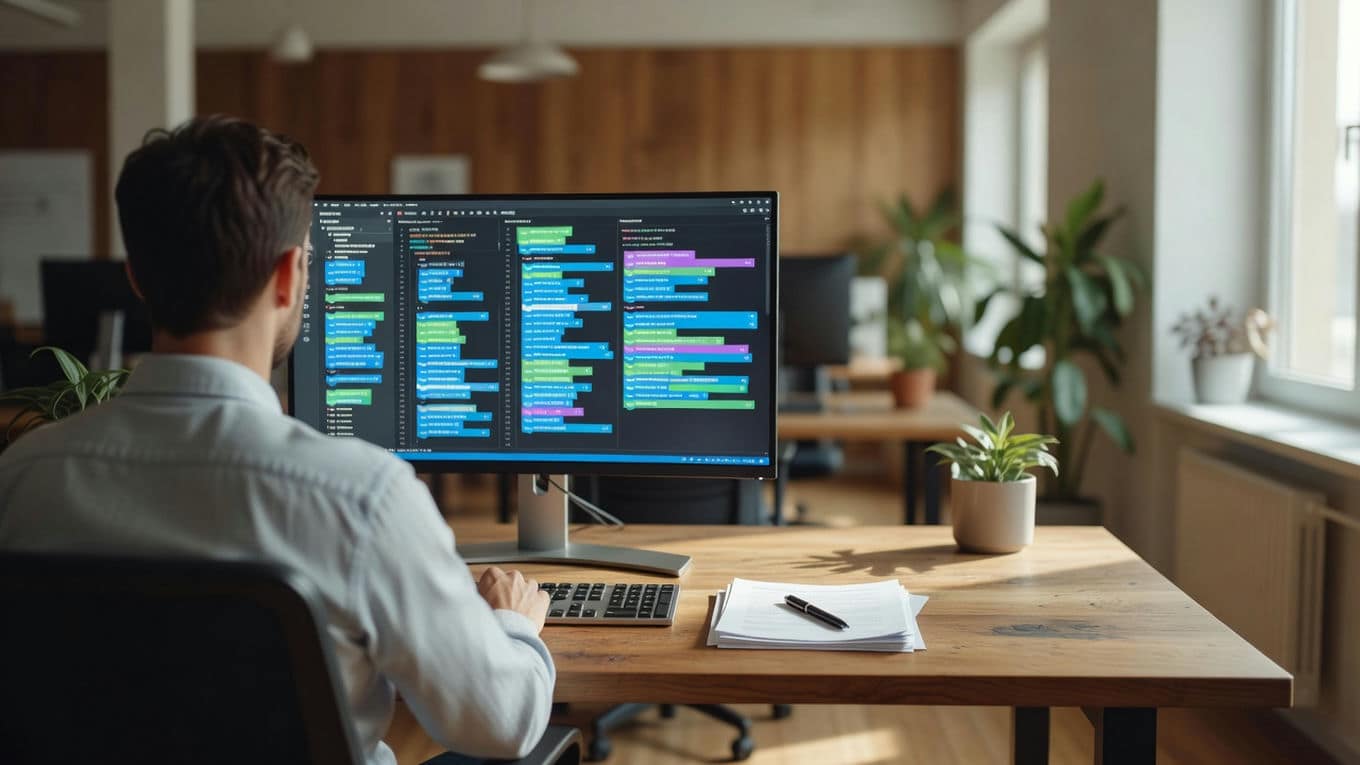 programista przed komputerem